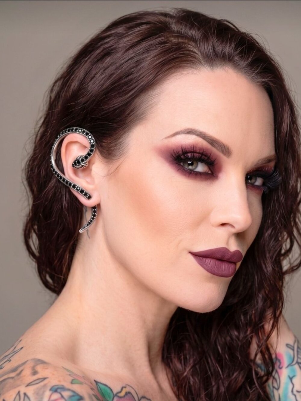 Killstar Temptation Snake Earring Black Crystal Darkened Silver Right Ear Cuff